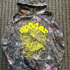 Spider Graphic Hoodie with Yellow Web Design